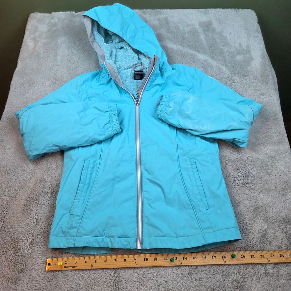 ZeroXposur Hooded Jacket Girls Sz 16 Sherpa Lined Full Zip Pockets Blue Teal 80c